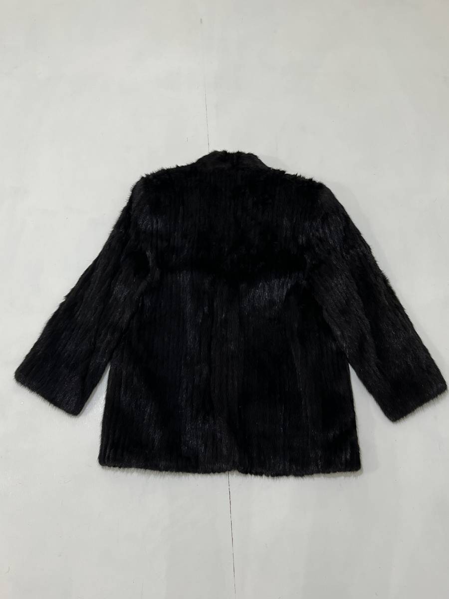 【JINDO】SAGA MINK サガミンク 本毛皮 リアルファー ショールカラー ハーフコート ジャケット 黒 ブラックの画像5