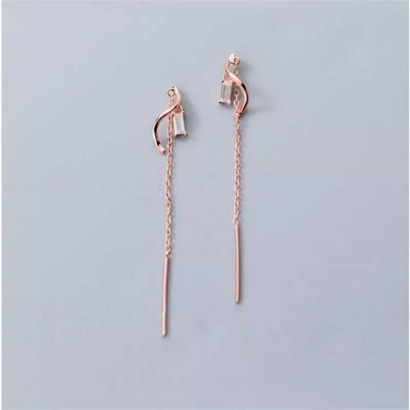  earrings pink gold long earrings chain earrings Korea pretty accessory swaying earrings height is seen earrings adult earrings [No.38]