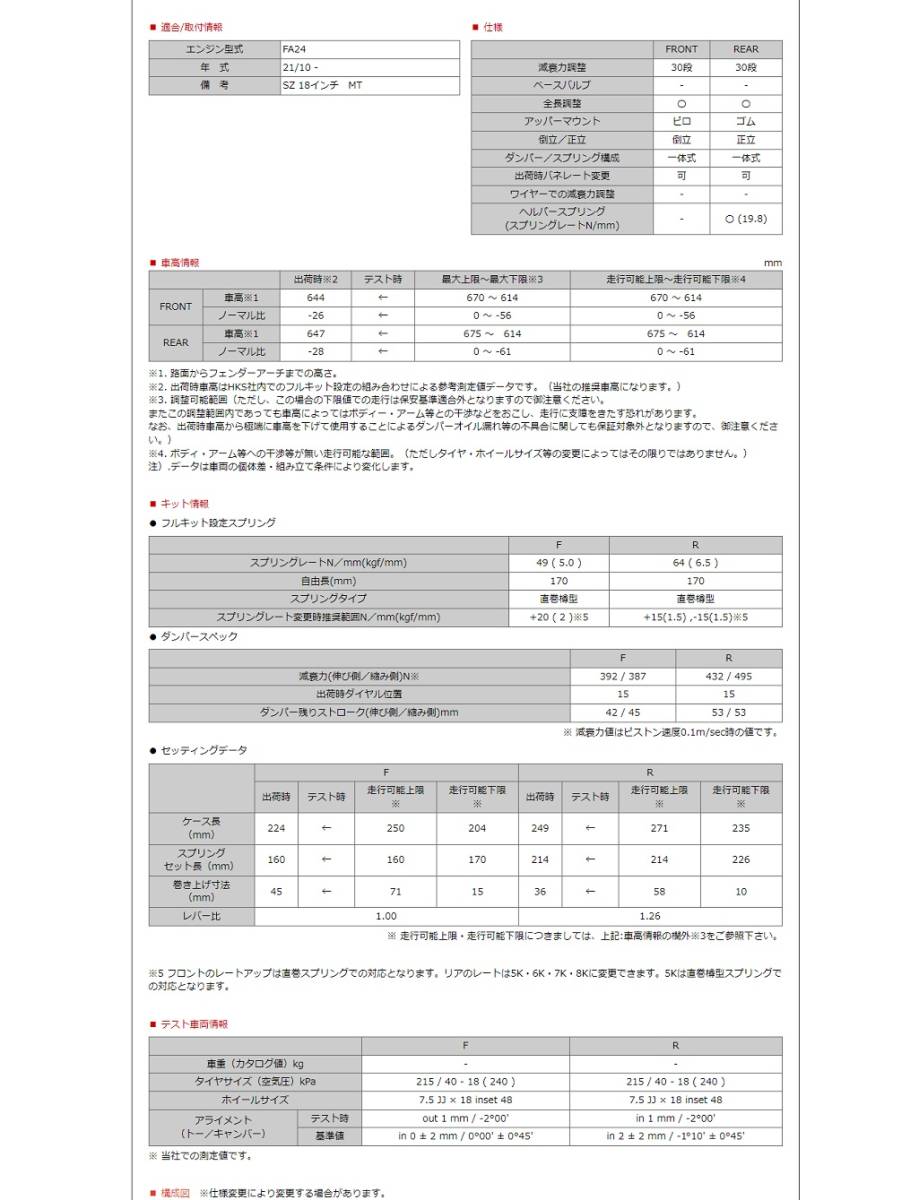 ☆送料無料 在庫 有り 1台分 セット HKS 車高調 HIPERMAX S 全長調整式 減衰力30段 ハイパーマックス トヨタ 現行 86 ZN8 新品 80300-AT027_画像2