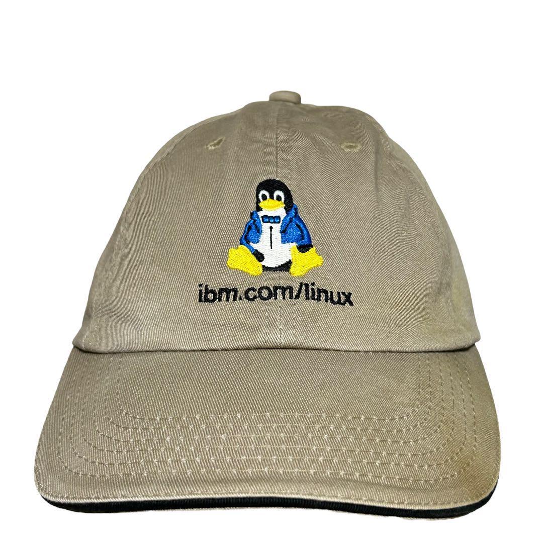 【90s】米国製　IBM ペンギン刺繍　企業ロゴ　プロモーションキャップ