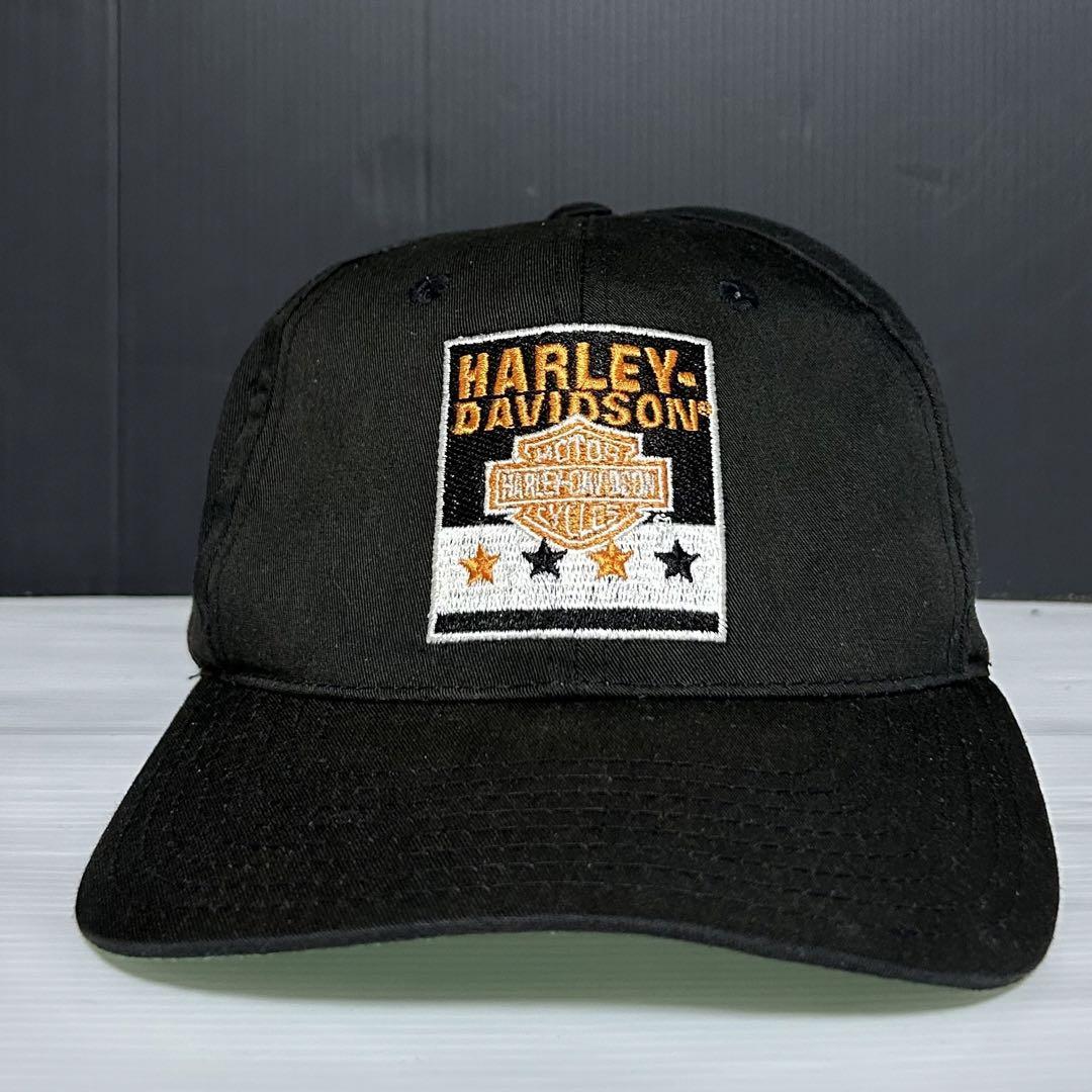 熱販売 【90s】 HARELY-DAVIDSON ロゴ刺繍　ツバ裏グリーン　キャップ　ハーレーダビッドソン 野球帽