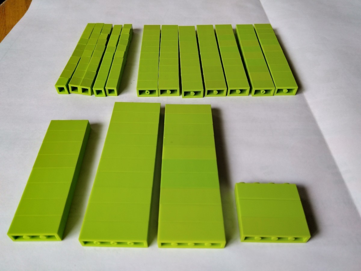 レゴ　LEGO　黄緑　1×1 50個、1×2 70個、1×3 8個、1×4　23個、　計151個_画像2