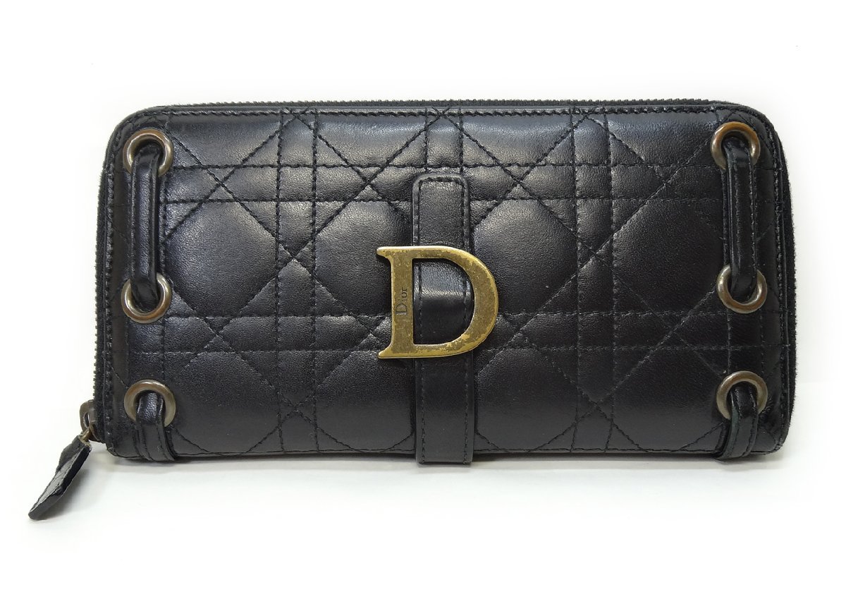 Christian Dior トロッター キャンバス ×レザー 長財布 ブラック dev