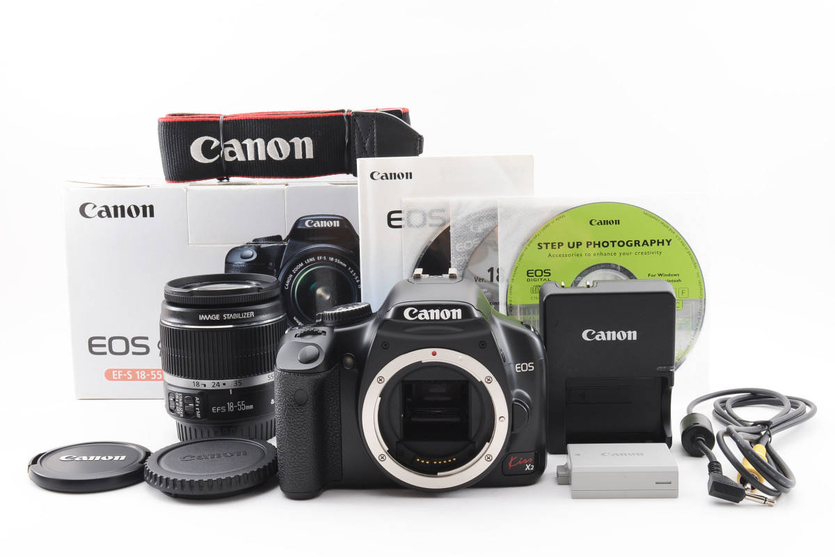 【美品】キャノン Canon EOS Kiss X2 レンズキット EF-S 18-55mm F3.5-5.6《ショット数2889回》　[LA3SP08C016]