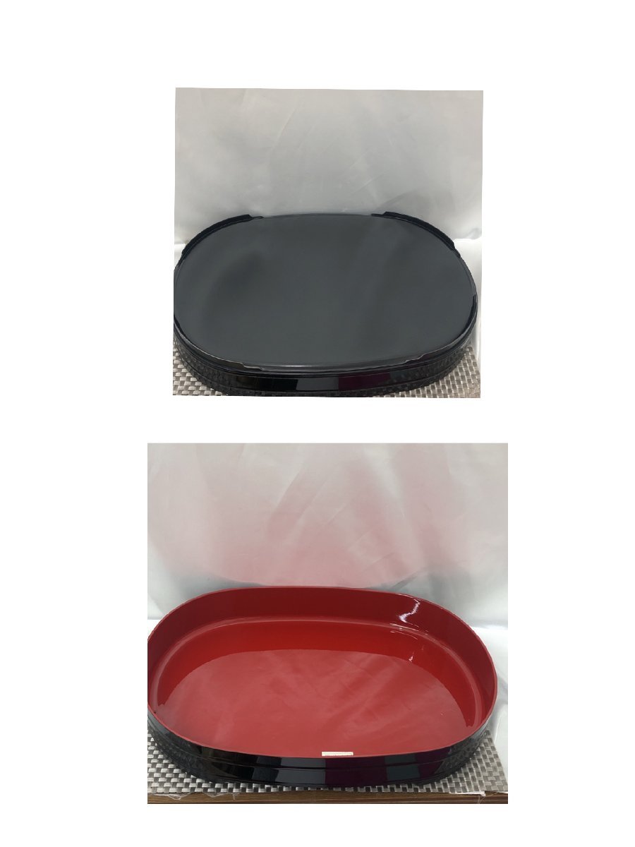 【未使用保管品/インボイス登録店/KSH】合成漆器 漆器 多用盆膳 寿司桶セット HA0914_画像2