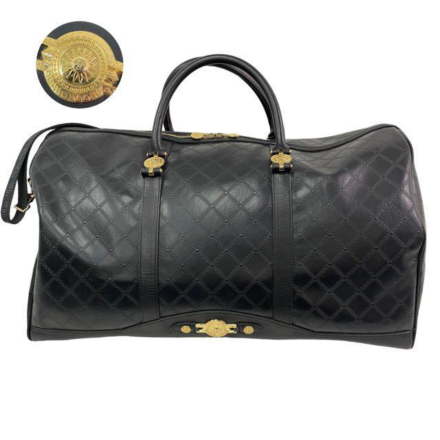 VERSACE ヴェルサーチ ベルサーチ ボストンバッグ 2way ゴールド金具-