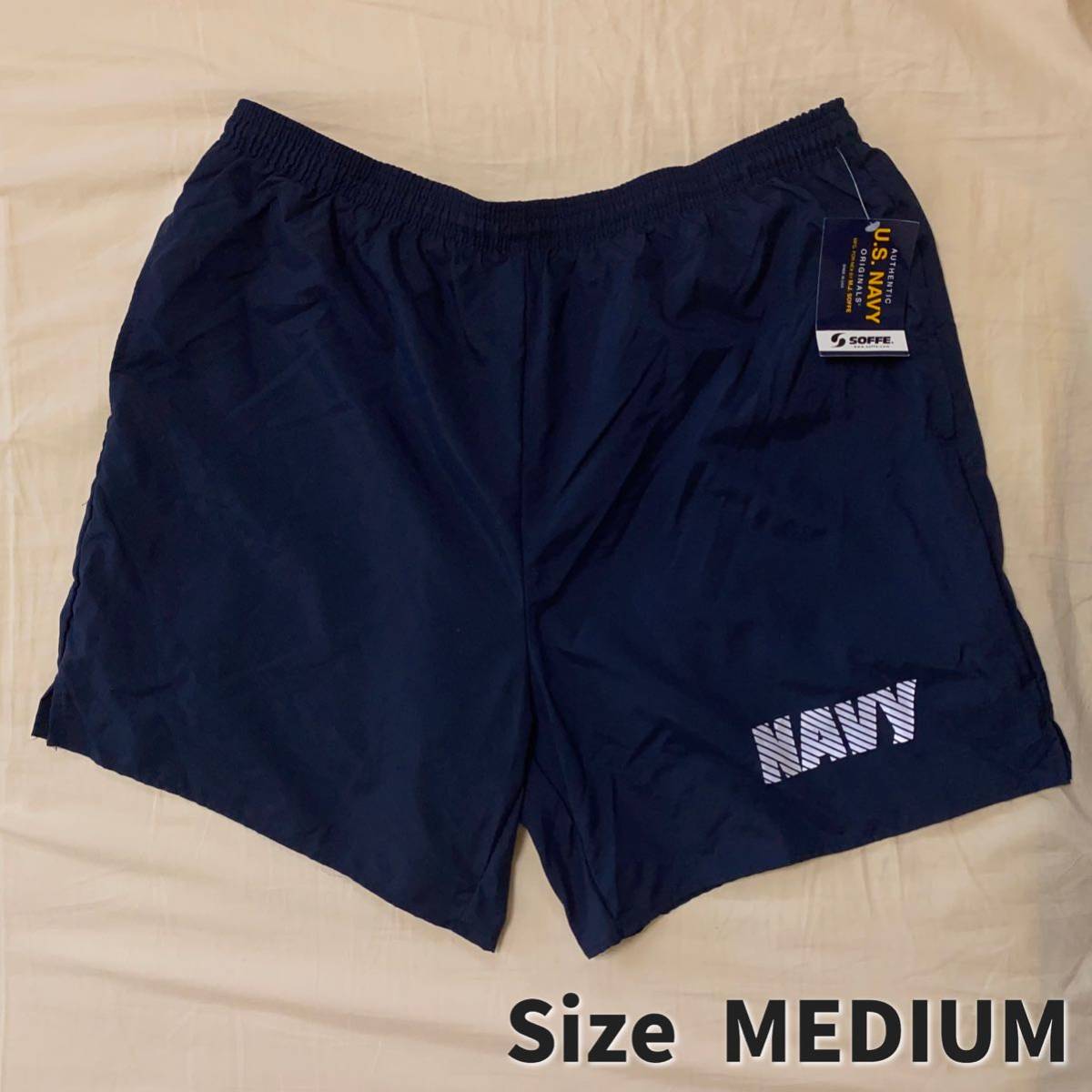 デッドストックSOFFEソフィーUS NAVYトレーニングショーツMEDIUMネイビーMショートパンツ アメリカ軍ショーツUSA製ナイロン米軍ミリタリーの画像1