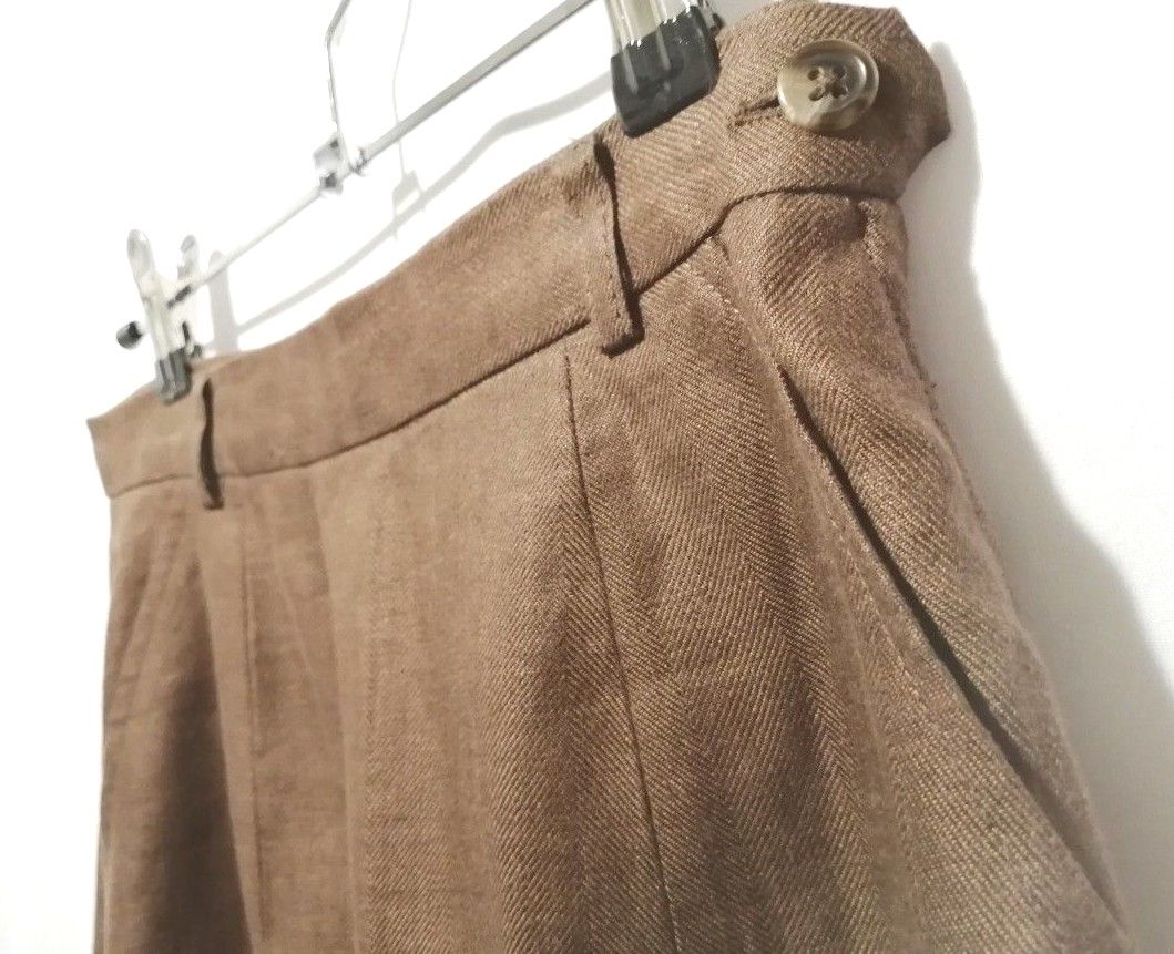 Ralph Lauren ラルフローレン 麻ボックスプリーツスカート　Size150 ブラウン