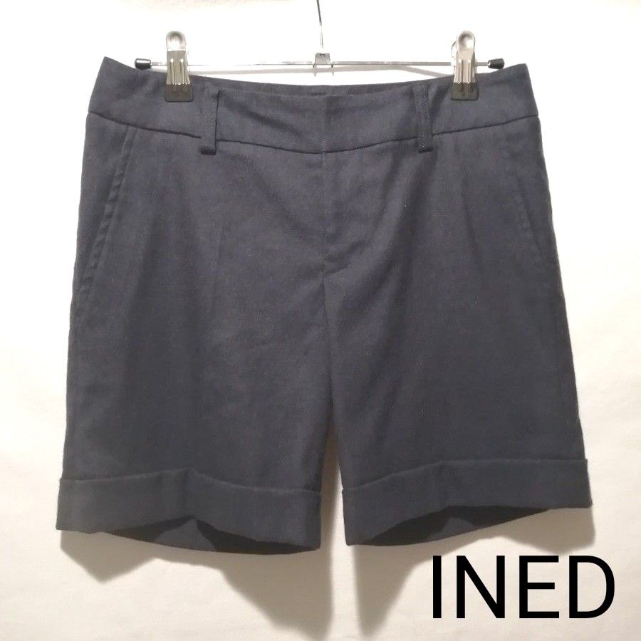 INED イネド  ウール ハーフパンツ ショートパンツ  7S  ネイビー