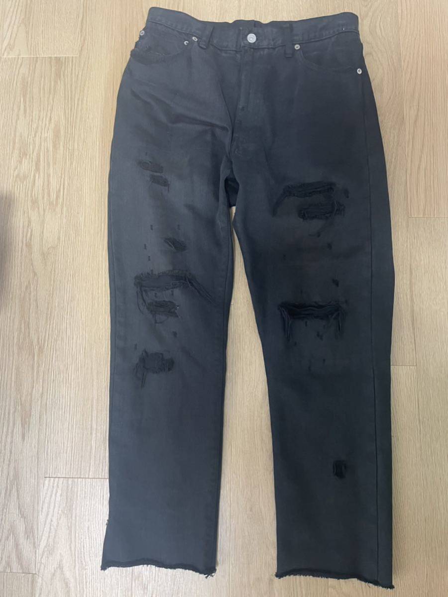 希少visvim SS JOURNEYMAN PANTS BLK TACKED CRASH サイズ1 泥