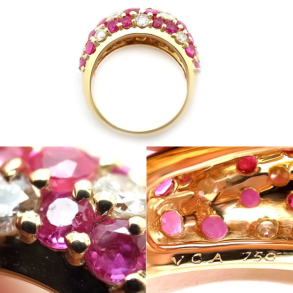 [ green shop pawnshop ] Van Cleef & Arpels pink sapphire * diamond ring K18YG[ used ]