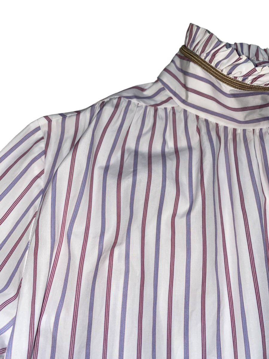[ beautiful goods ]GUCCI Gucci stripe frill Prince long sleeve shirt blouse multicolor tops men's 46