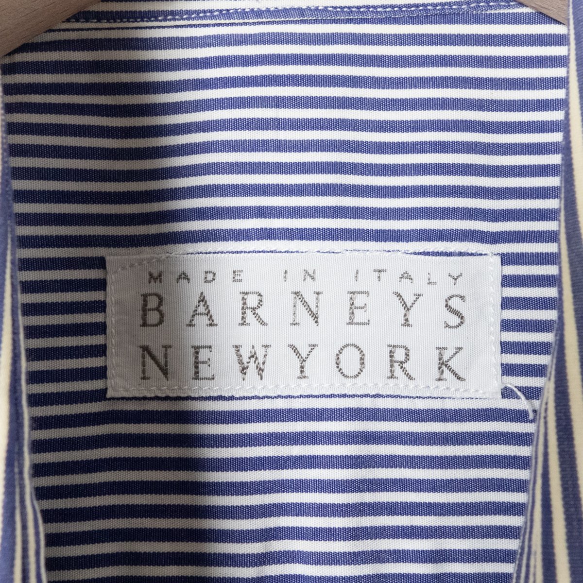 メール便◯ Barneys New York バーニーズ ニューヨーク イタリア製 ストライプ柄 シャツ 16/41 綿100％ ブルー 綺麗め 紳士服 メンズ_画像2