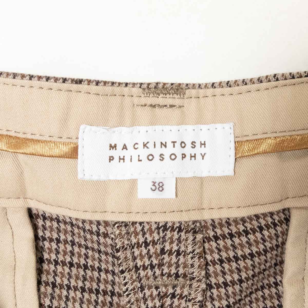 MACKINTOSH PHILOSOPHY マッキントッシュ フィロソフィー ハウンドトゥースショートパンツ 千鳥格子 レディース 38 ブラウン チェック 秋冬_画像2