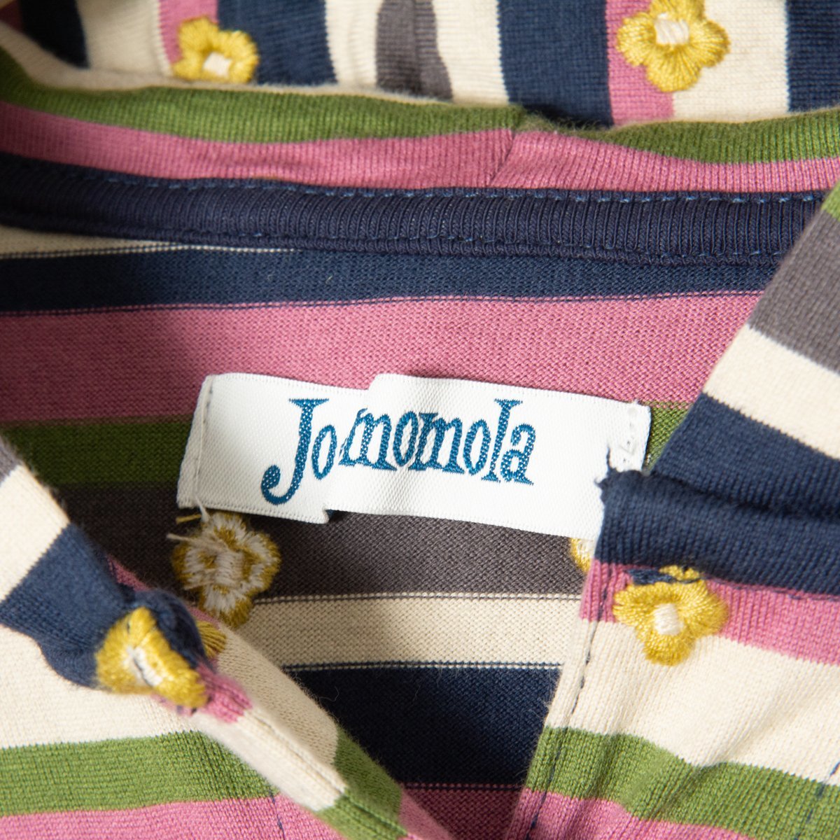 Jocomomola ホコモモラ ボーダー×小花刺繍フード衿カットソー トップス 綿100％ レトロ クラシカル かわいい くすみカラー 薄紫 40_画像4