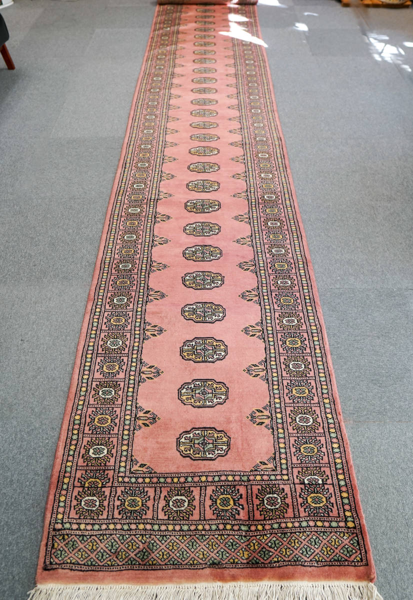 592×78cm【パキスタン手織り絨毯　ランナー】ペルシャ絨毯