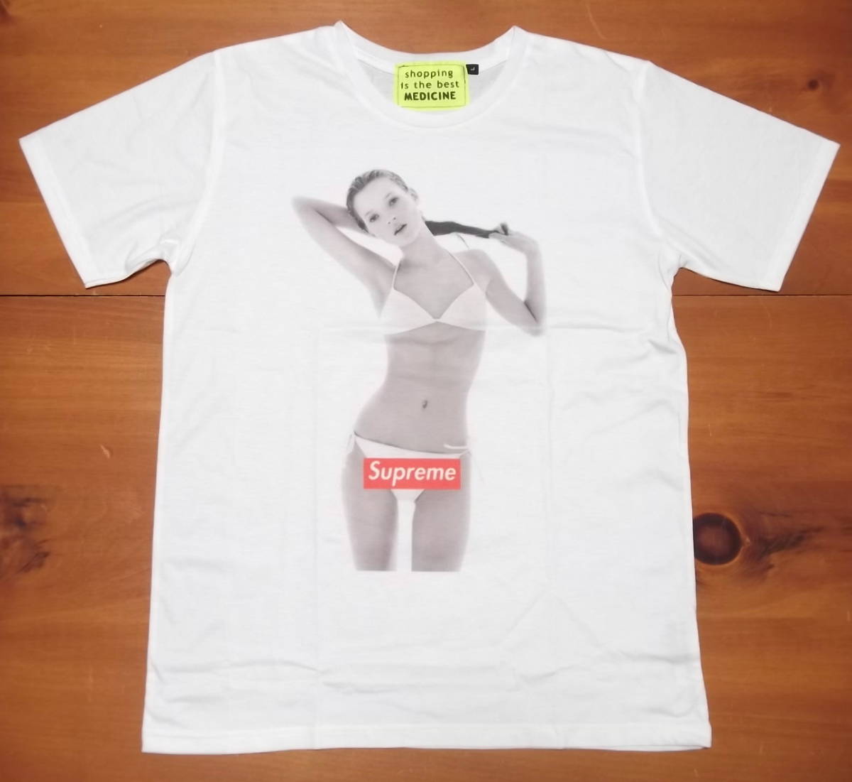 新品【KATE MOSS】ケイトモス セクシー ビキニ プリント Tシャツ L // スーパーモデル セレブ_画像1