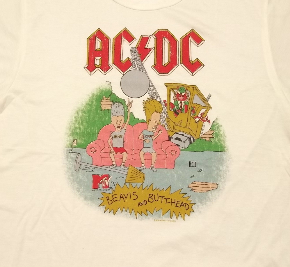 新品【 AC/DC 】ビーバスアンドバットヘッド プリント Tシャツ L // MTV ロックTシャツ バンドTシャツ エーシーディーシーの画像2