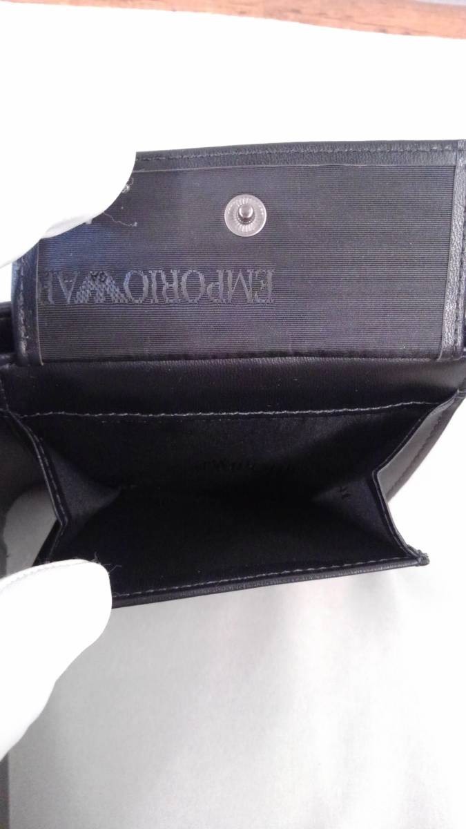 150-Ky10679-60k エンポリオアルマーニ 二つ折り財布 メンズ EMPORIO ARMANI BK ブラック WALLET WITH COIN PURSE_画像8