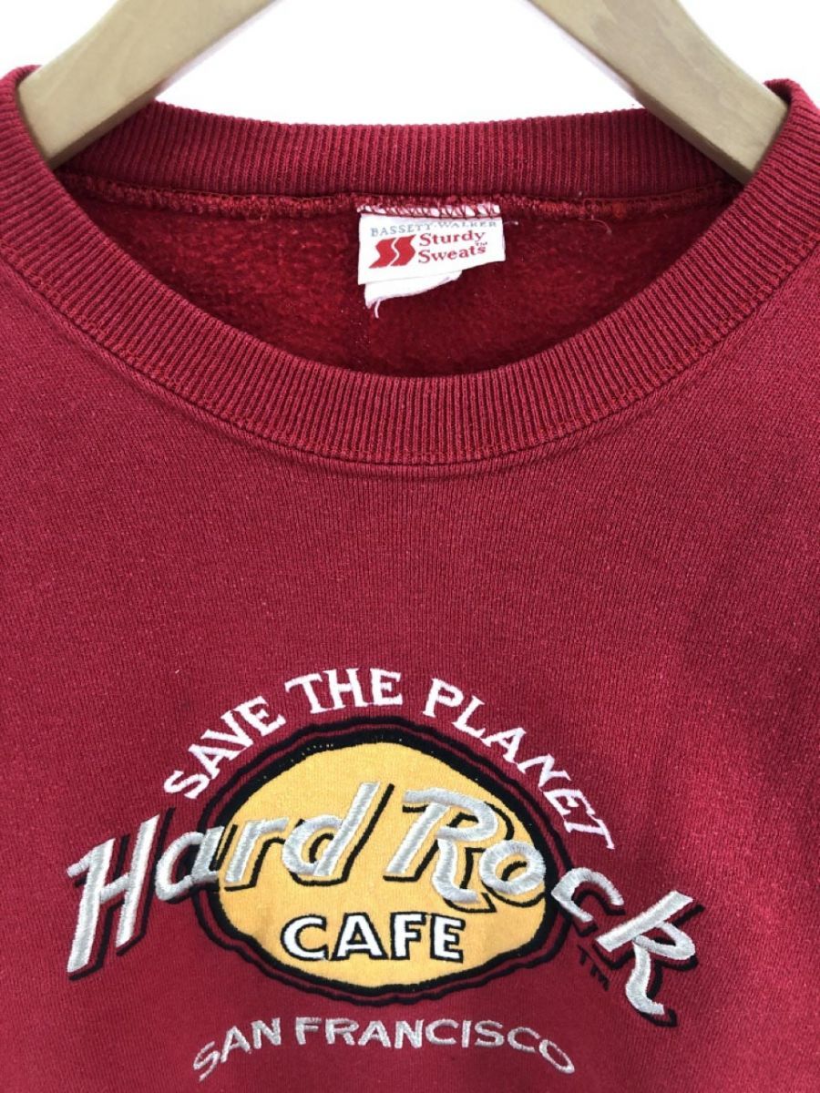 新発売】 sizeL/赤 スウェット 刺繍ロゴ CAFEハードロックカフェ Rock