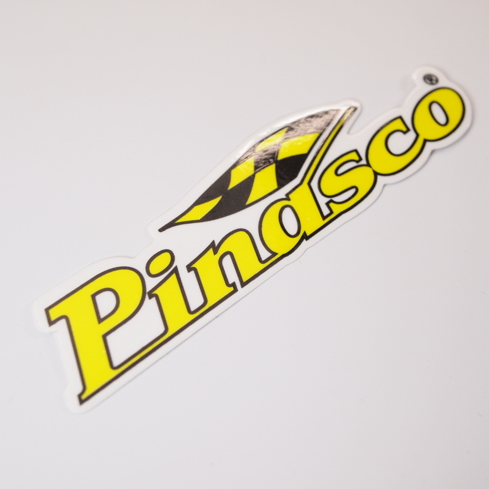Sticker PINASCO logo yellow l=105mm w=25mm ピナスコ ロゴ ステッカー デカール シール VESPA ベスパ Lambretta ランブレッタ ピアジオ_画像2