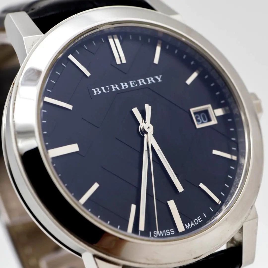 美品》BURBERRY 腕時計 ブラック シティ デイト メンズ レザー｜PayPay