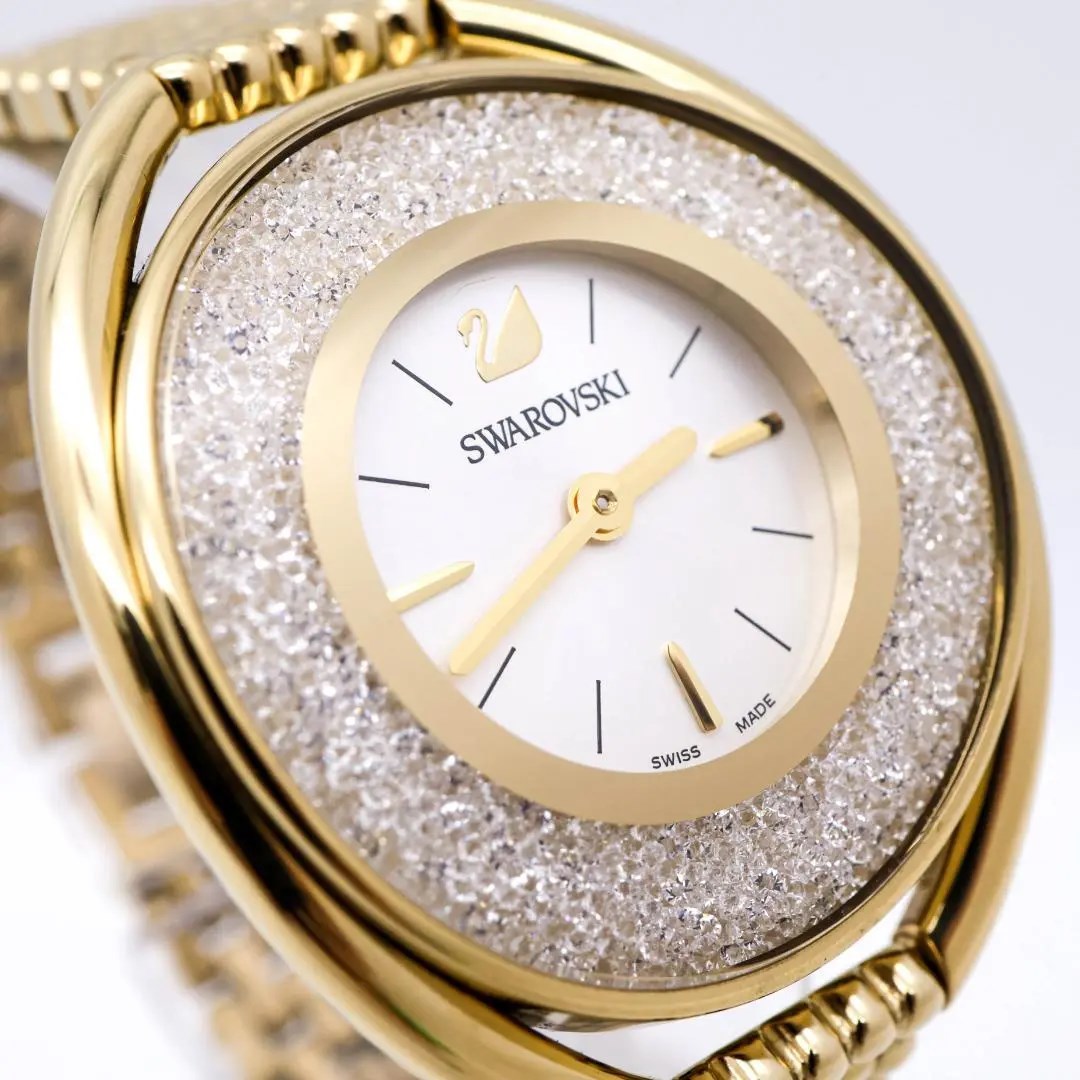 逆輸入 《美品》SWAROVSKI 腕時計 ゴールド クリスタルオーバル