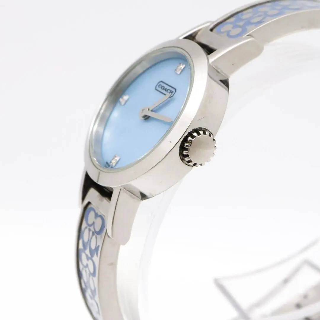 《美品》COACH 腕時計 水色 バングルウォッチ シグネチャー レディース b