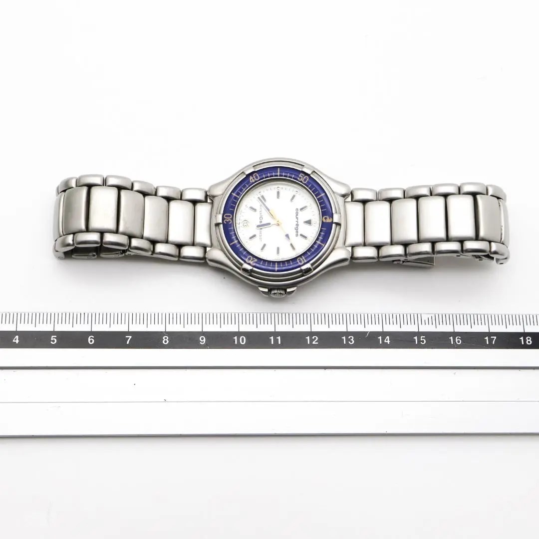 《美品》SEIKO courreges 腕時計 ホワイト デイトメンズ k_画像9