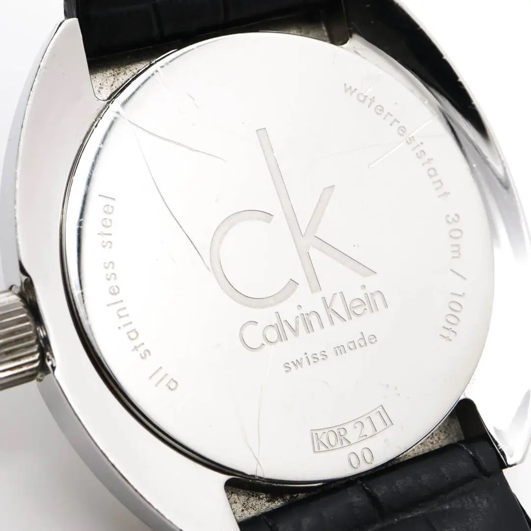《一点物》Calvin Klein 腕時計 ブラック メンズ レザー k