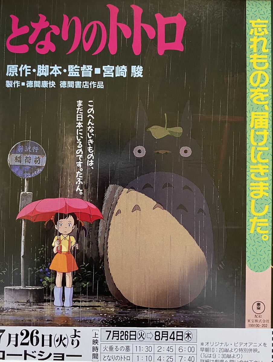 【激レア/当時物】額装品　ジブリ　映画チラシ　となりのトトロ 火垂るの墓　STUDIO GHIBLI 検)セル画　原画　ポストカード　イラスト_画像3