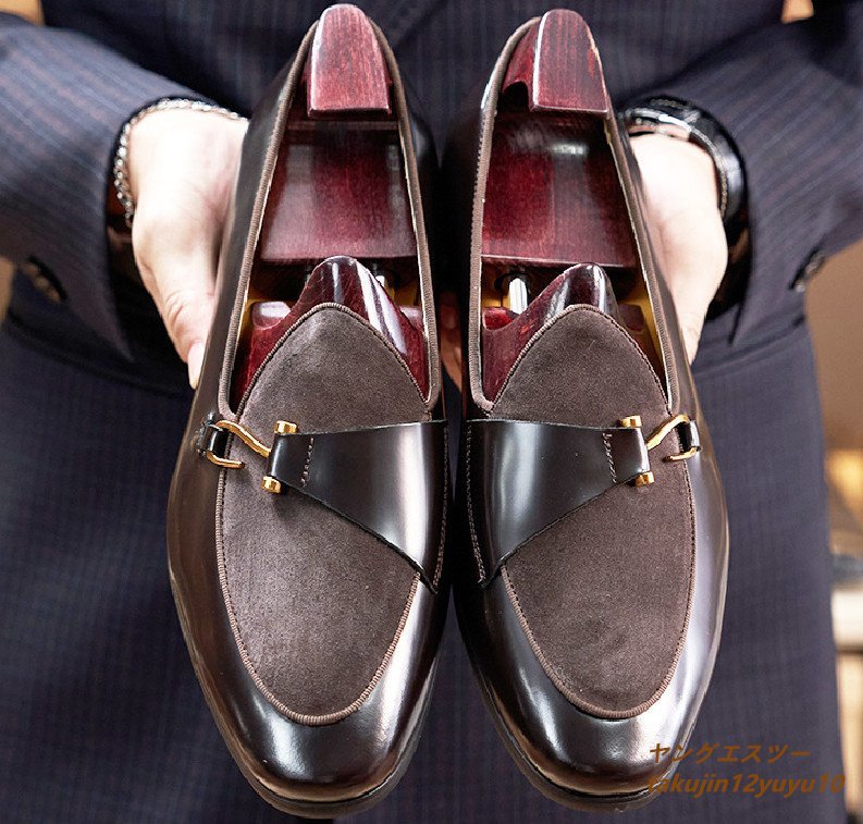 最大の割引 モンクストラップ紳士靴 職人手作り レザーシューズ 本革