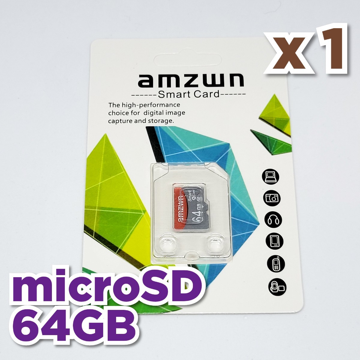 【送料無料】マイクロSDカード 64GB 1枚 class10 UHS-I 1個 microSD microSDXC マイクロSD AMZWN 64GB RED-GRAY_画像1