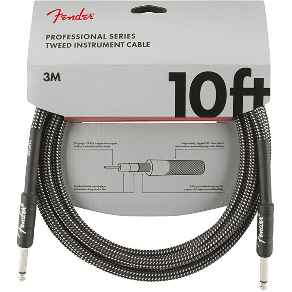 Fender Professional Series Instrument Cables, 10', Gray Tweed ギター・ベース用ケーブル〈フェンダー〉_画像1