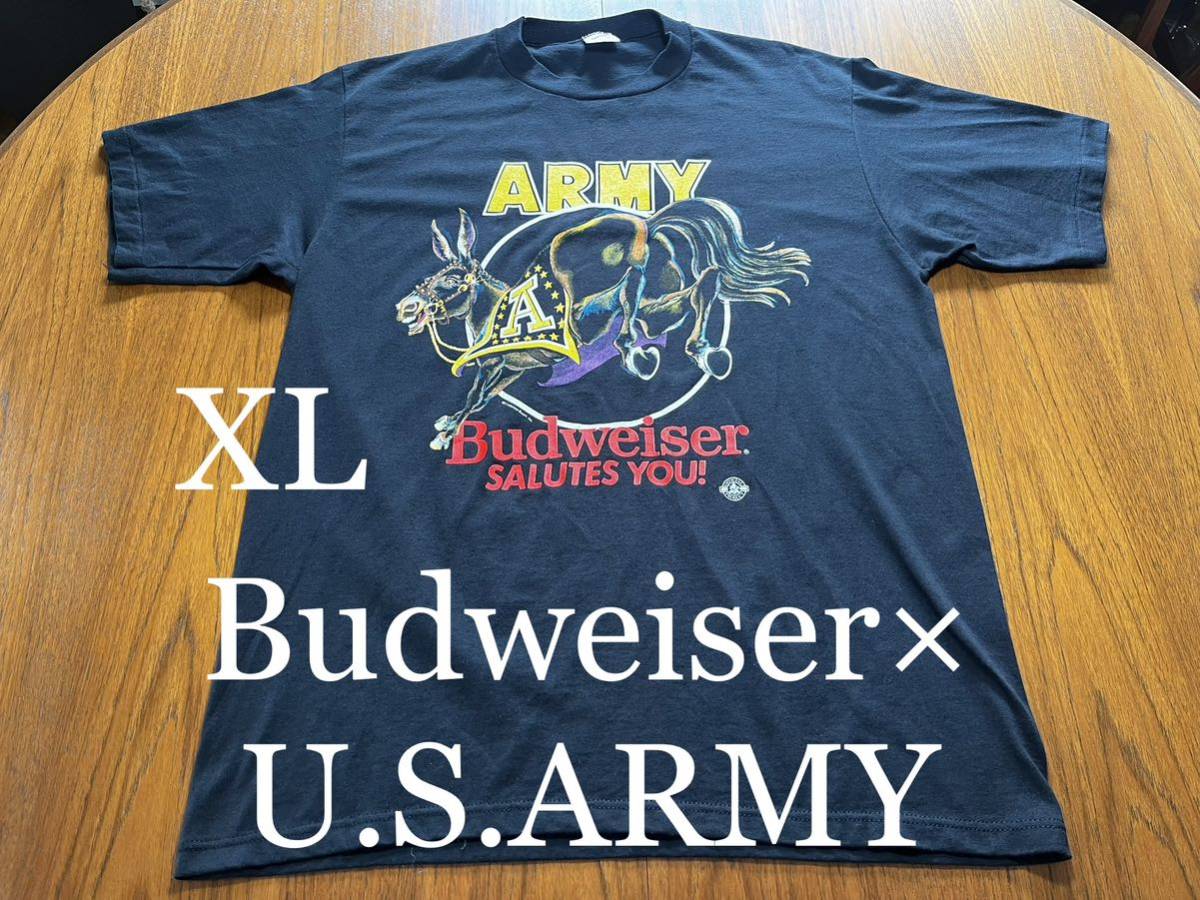 低価格 × 貴重！Budweiser U.S.ARMY USA IN 米軍 アメリカ製 MADE T