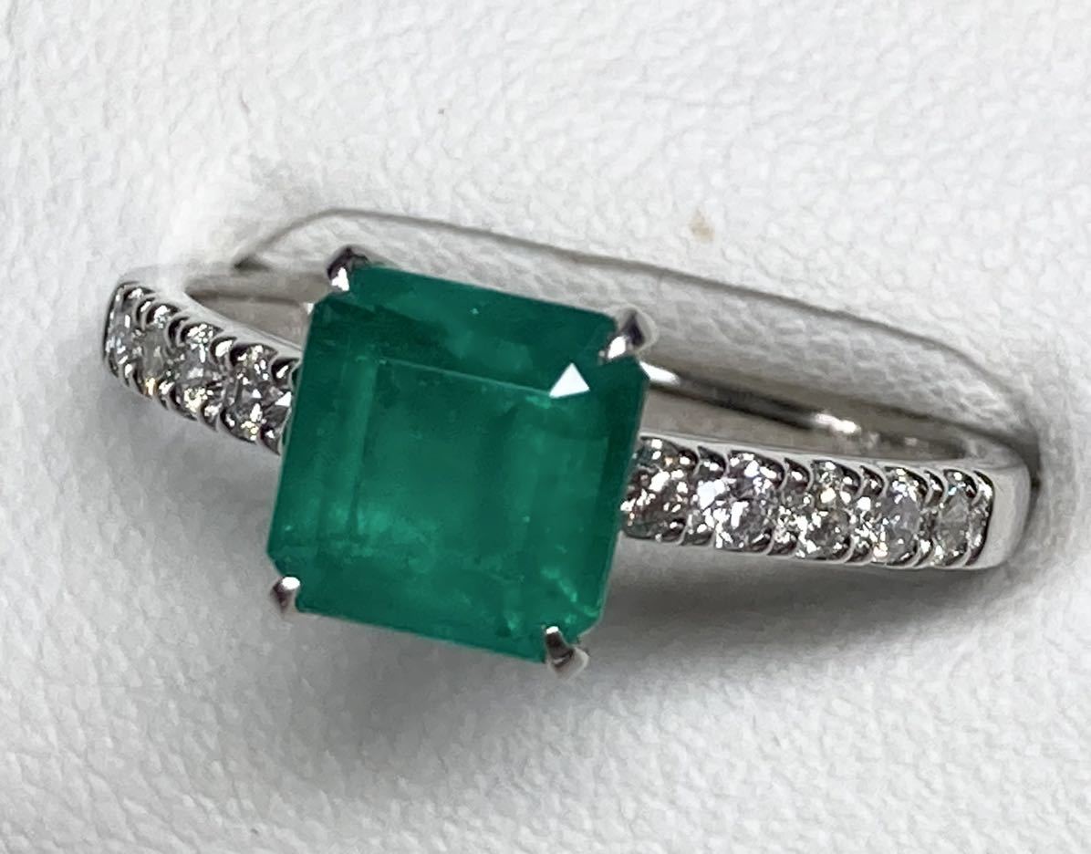 ◆綺麗◆ 天然エメラルド 1.38ct ダイヤモンドリング D0.26ct/Pt900 Emerald ring◆