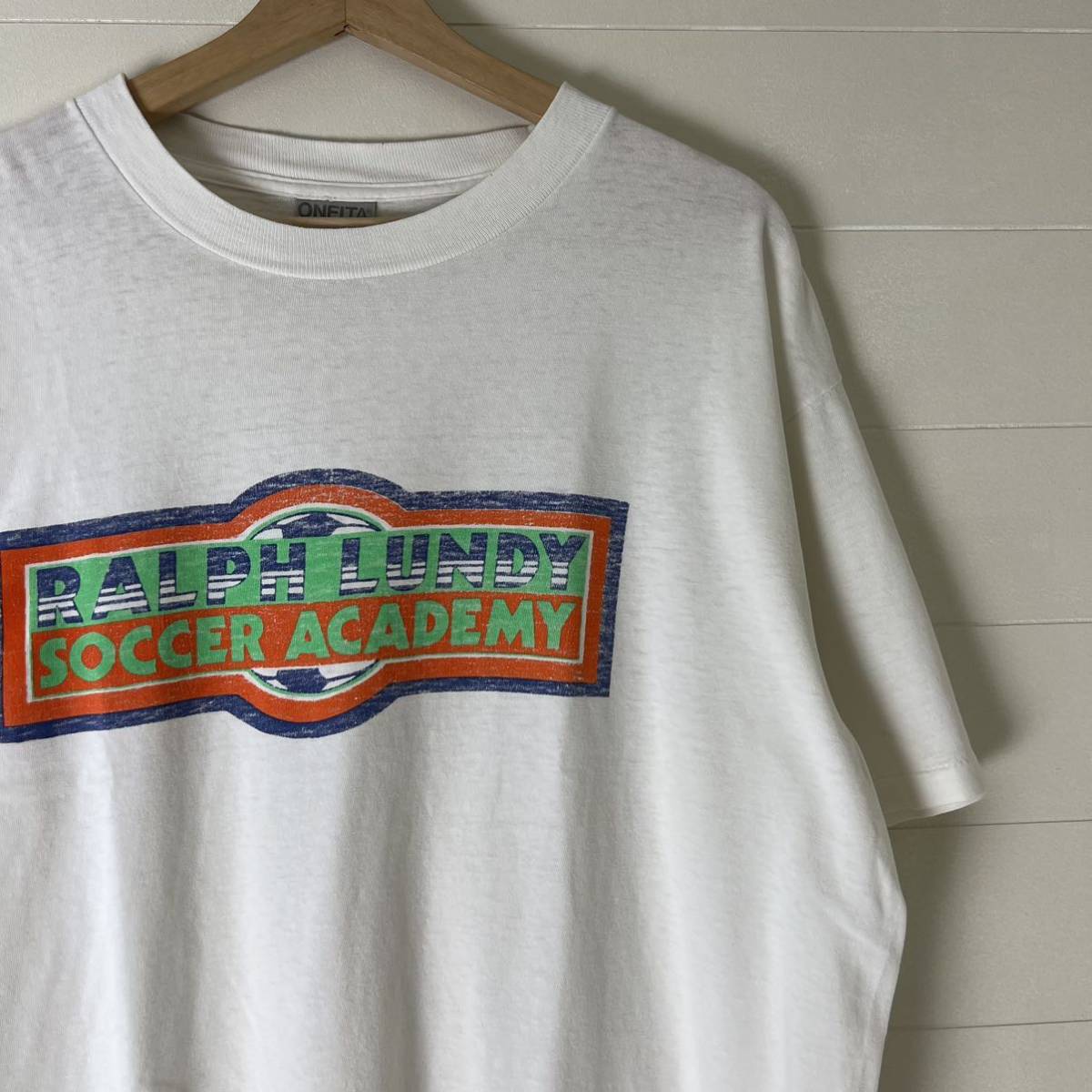 90s USA古着 白 プリントTシャツ 半袖Tシャツ ONEITA オニータ サッカー アメリカ古着 vintage ヴィンテージ Lサイズ ボックスシルエット_画像1