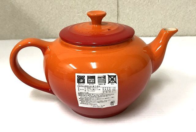 未使用品 LE CREUSET ルクルーゼ スモールティーポットｘ1、ティーカップ＆ソーサーｘ4 5点セット オレンジ_画像4