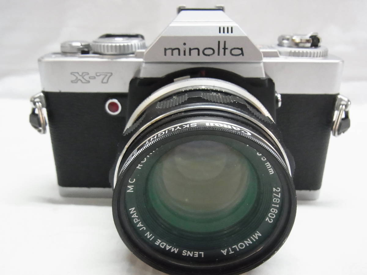 【C】▲minolta X-7 ボディ シルバー MC ROKKOR - PF 1:1.7 f=55mm レンズ ミノルタ フィルムカメラ Canon SKYLIGHT 52mm フィルター▲60_画像2