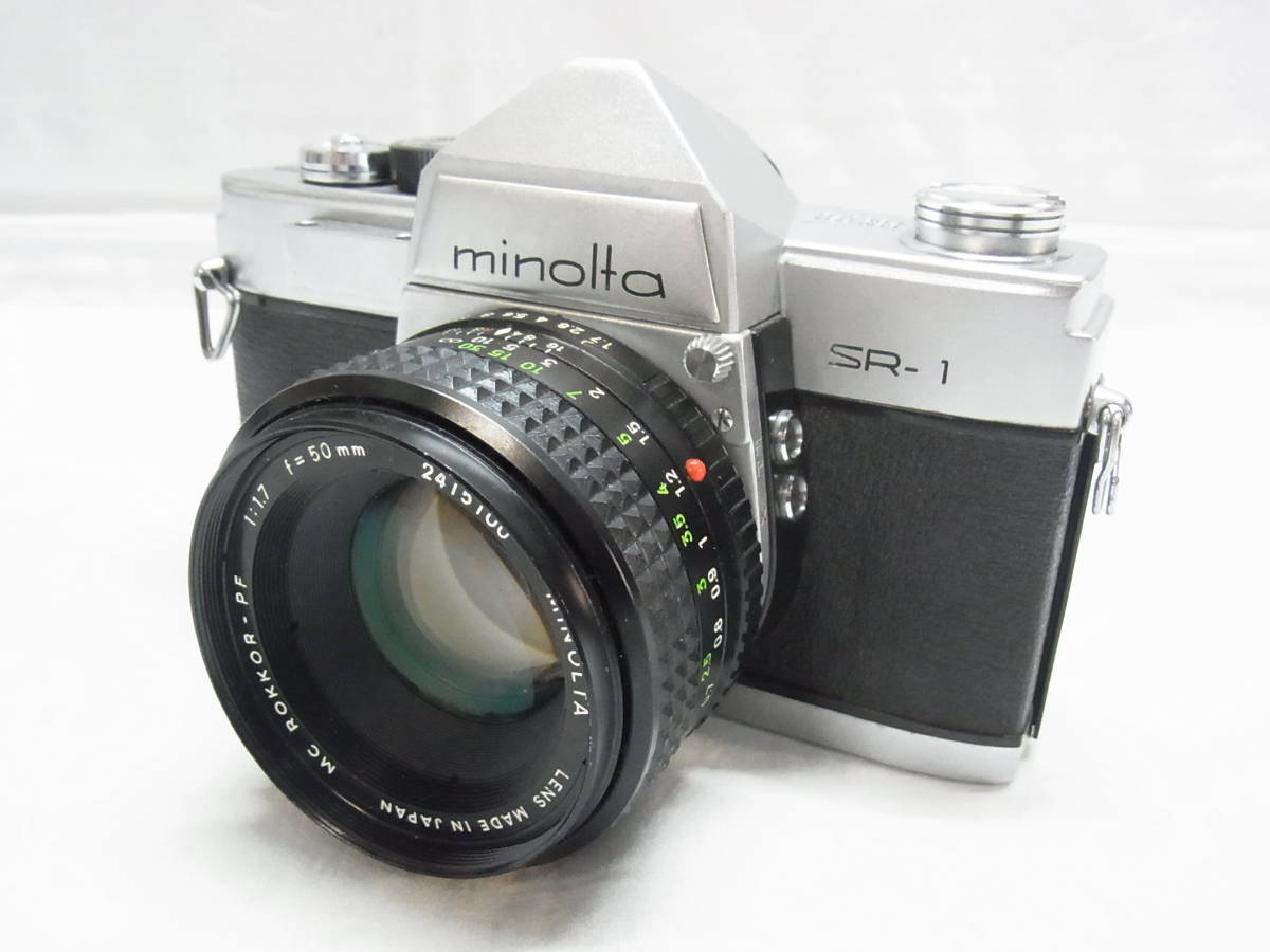 【L】▲ミノルタ 一眼 minolta SR-1 シルバーボディ MC ROKKOR-PF 1:1.7 f=50mm レンズ フィルムカメラ 一眼レフ シャッターOK 現状▲60_画像1