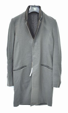 ISAMU KATAYAMA BACKLASH イサムカタヤマ バックラッシュ ウール+カンガルーレザーラペル チェスターコート M WOOL+LEATHER CHESTER COAT_画像1