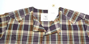 bukht ブフト NO COLLAR WESTERN SHIRTS ノーカラーウエスタンシャツ 1(S) BROWN CHECK ブラウンチェック OPEN オープンカラー 開襟_画像3