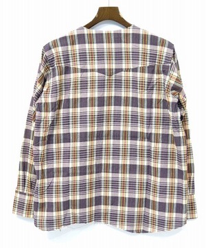bukht ブフト NO COLLAR WESTERN SHIRTS ノーカラーウエスタンシャツ 1(S) BROWN CHECK ブラウンチェック OPEN オープンカラー 開襟_画像2