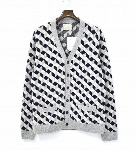 CHAUNCEY チャウンシー CASHMERE CUBE JACQUARD CARDIGAN カシミヤキューブジャガードカーディガン M KNIT SWEATER カシミアニットセーター