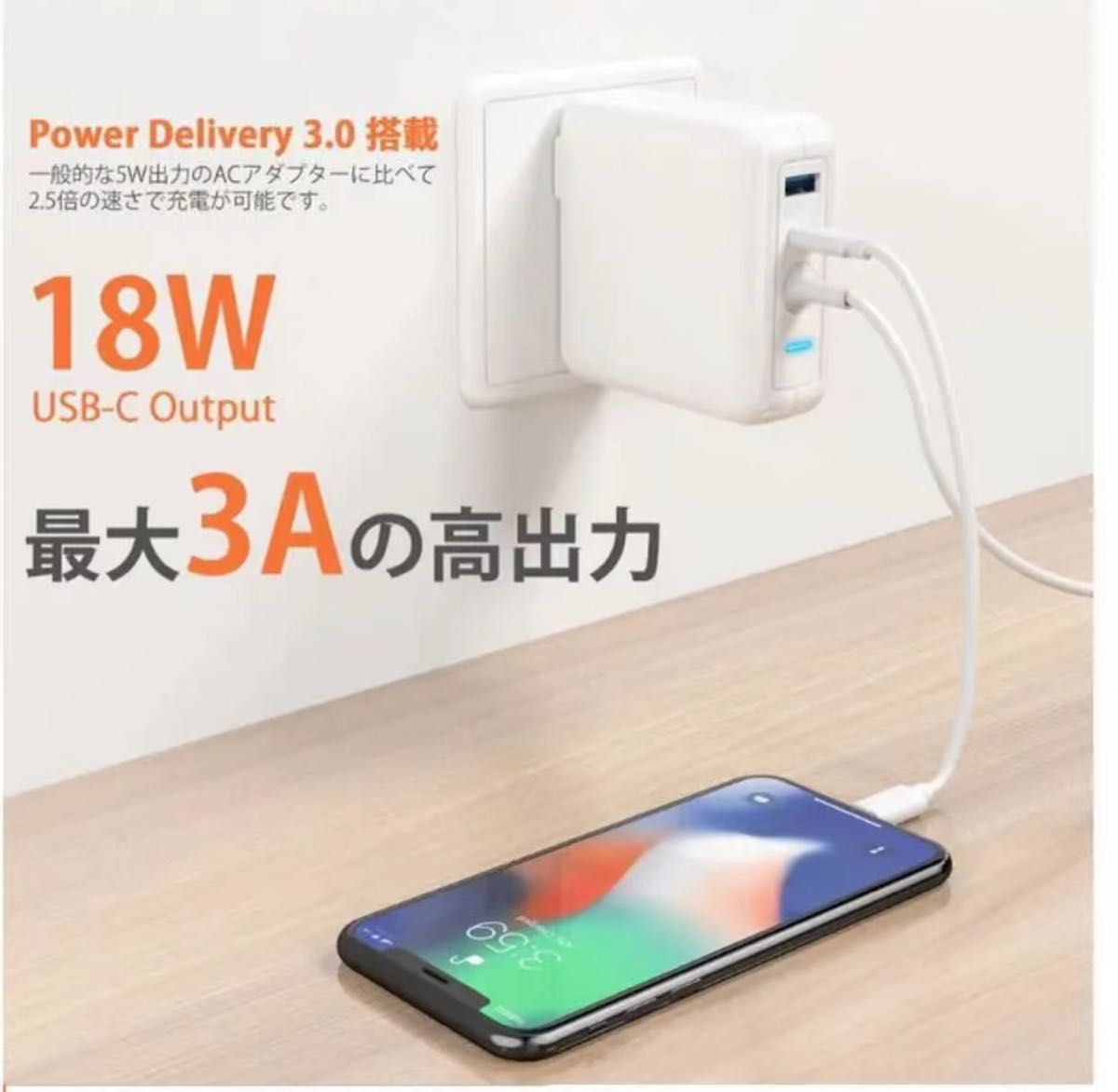 Macbook Pro 電源アダプタ(3ポート/60W Macbook Pro 電源アダプタ＋18W QC3.0 USB-A