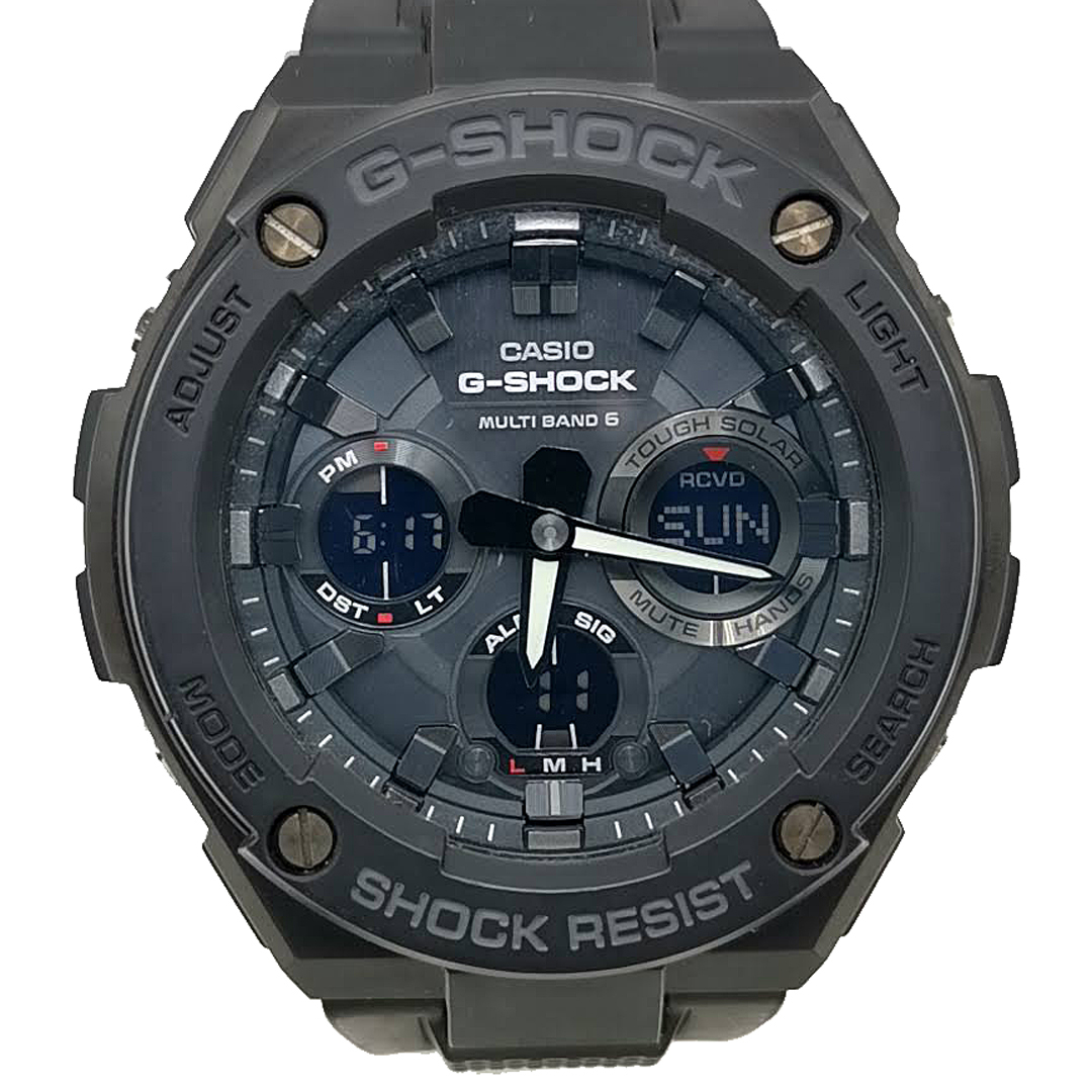 送料無料 美品 カシオ ジーショック 腕時計 2針 GST-W100G 5444 クロノグラフ ソーラー電波 アナデジ 黒 メンズ