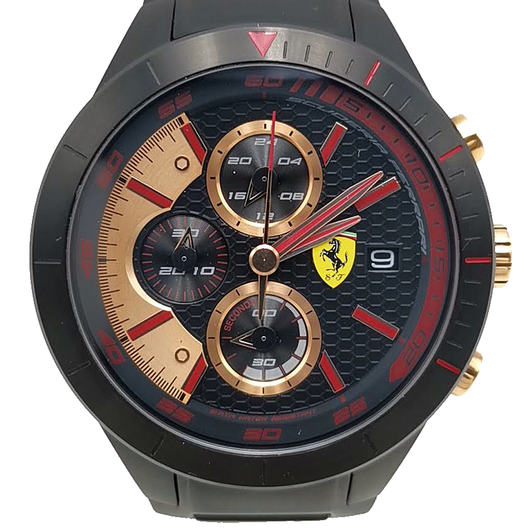 送料無料 フェラーリ 腕時計 3針 クォーツ 830305 レッド レボ エボ ウォッチ クロノグラフ アナログ 黒系 メンズ