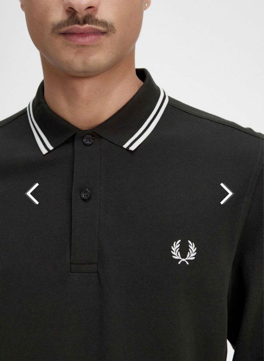★新品未使用★ FRED PERRY ポロシャツ 刺繍ロゴ 長袖 ブラック