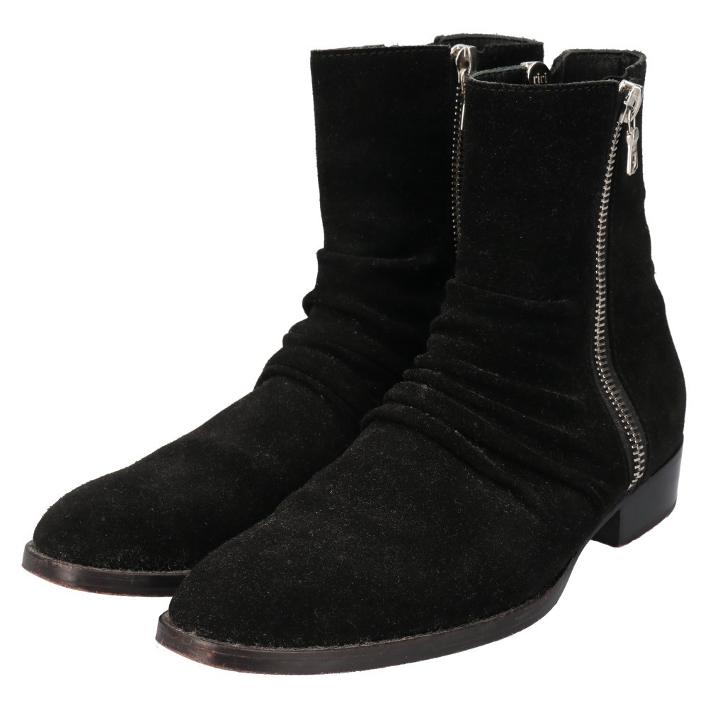 AMIRI アミリ SKINNY STACK BOOT スキニースタック スエード サイドジップブーツ ブラック ANB01-CLN512BLK_画像3