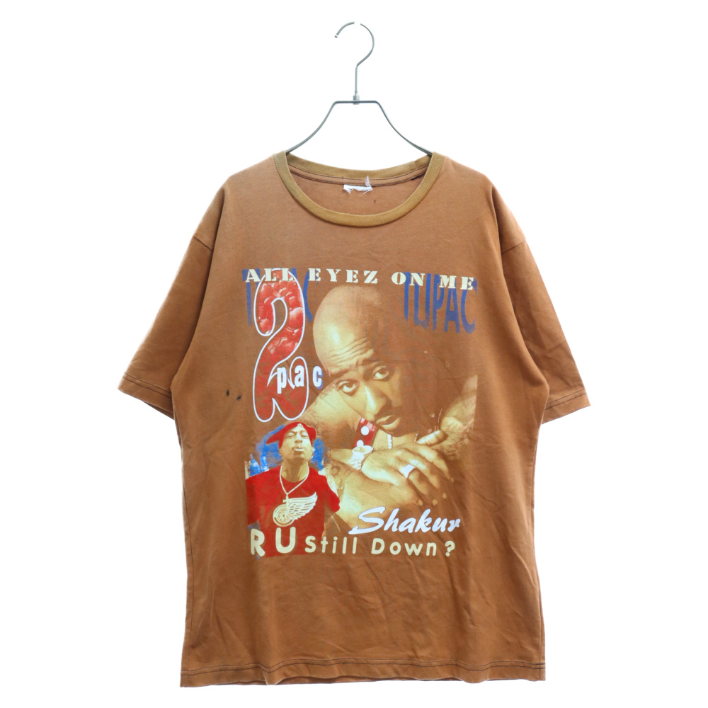 VINTAGE ヴィンテージ 00s 2PAC ALL EYEZ ON ME 2パック オールアイズオンミー 半袖カットソー プリントTシャツ ブラウン_画像1